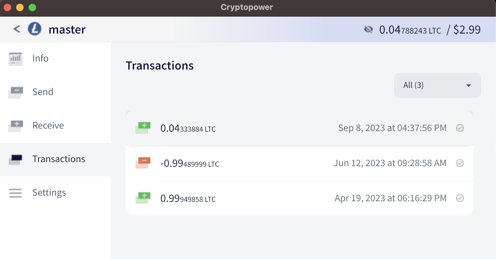 Cryptopower's LTC wallet