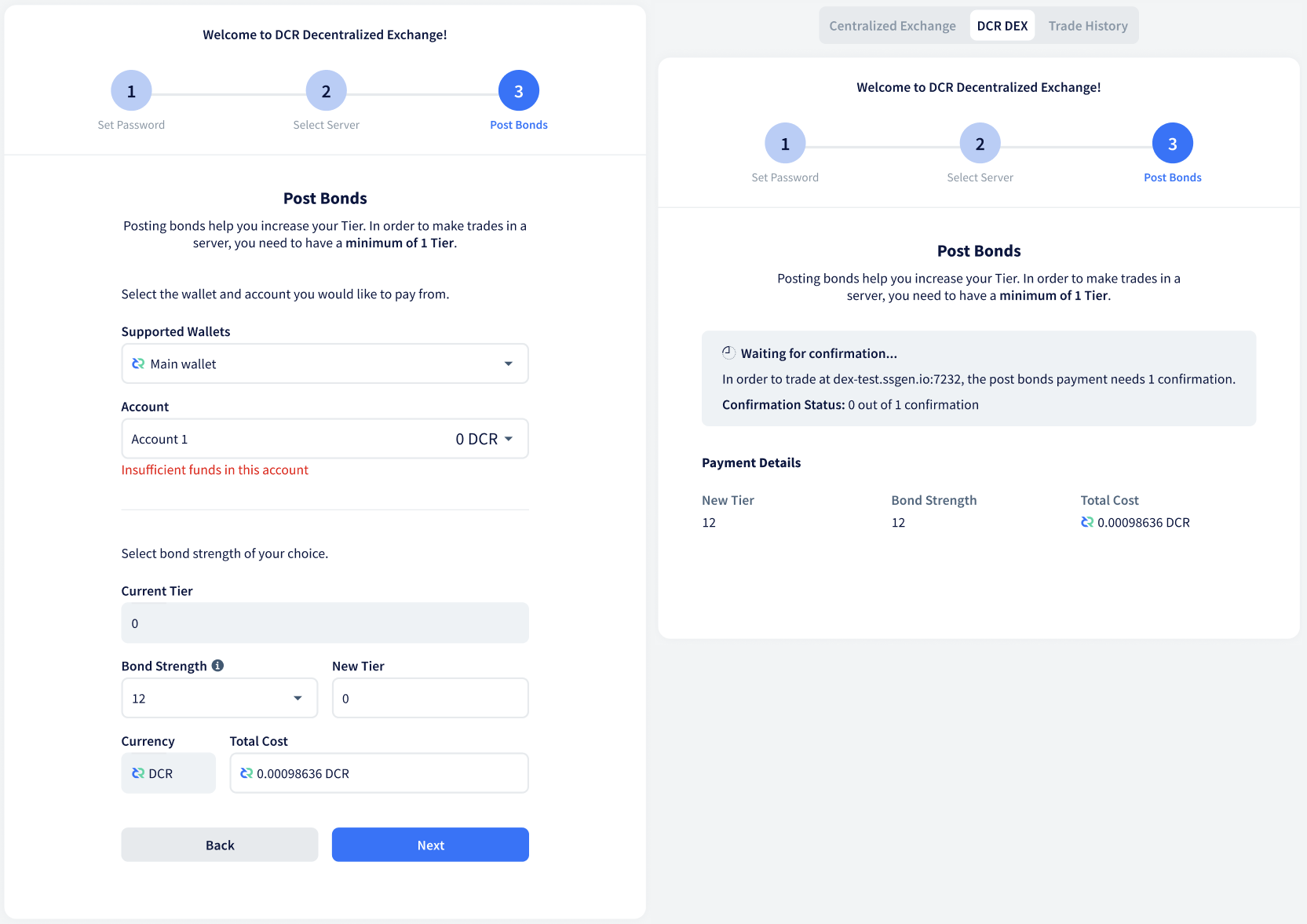 DEX onboarding views in Cryptopower