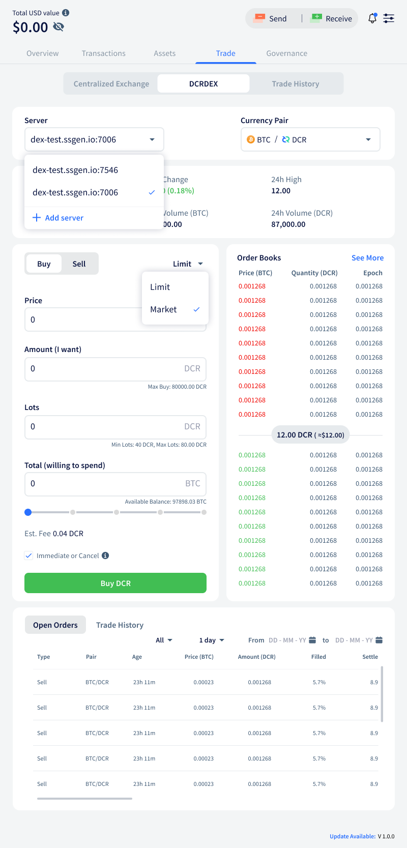 Cryptopower is adding a lightweight UI for trading on DCRDEX