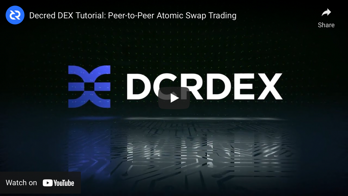 Decred DEX Tutorial